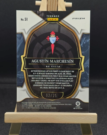 Agustin Marchesin Panini Select Zebra Prizm /25 Rookie Card #51