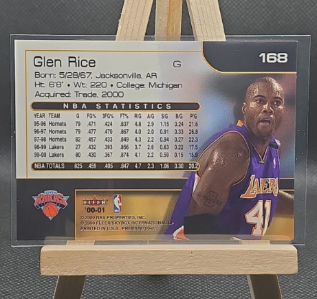 1999 Fleer Glen Rice Basketball Card - New York Knicks Edition