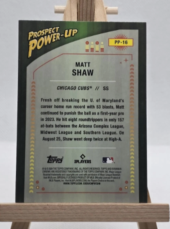Matt Shaw Bowman Chrome Prospect Power Up Chicago Cubs #PP-16