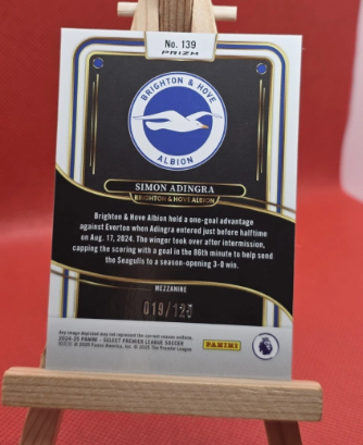 Simon Adringa Panini EPL Select 2024-25 Checkerboard Holo Prizm Brighton...